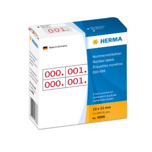 Herma Text-Etiketten Anlage 000-999 weiß / schwarz 15x22mm 2x1.000Et.