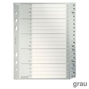 Leitz PP-Register A5, A-Z grau 165 x 210 mm