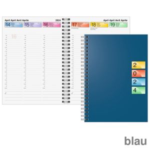 Brunnen Buchkalender 2024 DataLine blau 2 Seiten = 1 Woche