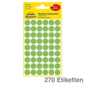 Avery Zweckform Markierungspunkte hellgrün Ø12mm 270Et.