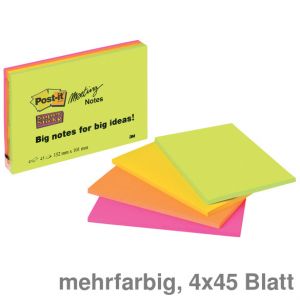 Post-it Haftnotizen Meeting Notes mehrfarbig 152x101mm 4x45Bl.