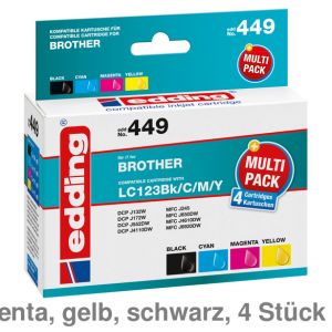 Edding Refill-Tintenpatrone 449, Brother LC123, Multipack CMYK