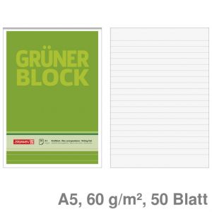 Brunnen Briefblock A5 Grüner Block liniert 60 g/m² 50Bl.