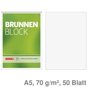 Brunnen Briefblock A5 Brunnen Block blanko 70 g/m² 50Bl.
