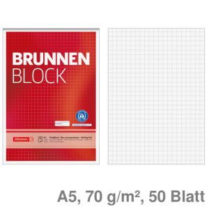 Brunnen Briefblock A5 Brunnen Block, Recyclingpapier kariert 70 g/m² 50Bl.