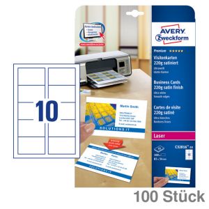 Avery Zweckform Visitenkarten Premium 220 g/m² weiß, für Laser 100St.