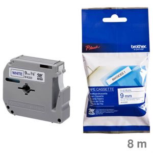 Brother Schriftband M weiß / blau 9mmx8m