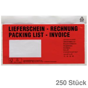 Soennecken Begleitpapiertasche DL Lieferschein/Rechnung rot 250St.