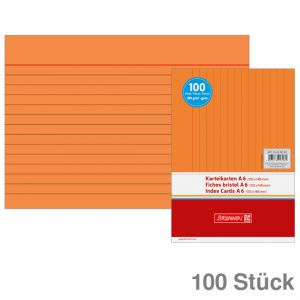 Brunnen Karteikarten A6 orange liniert 100St.