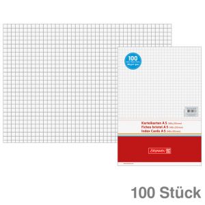 Brunnen Karteikarten A5 weiß kariert 100St.