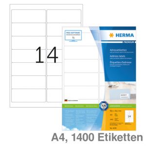 Herma Universal-Etiketten A4 Premium weiß 38,1x99,1mm 1.400Et.