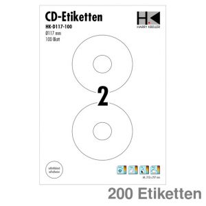 CD-Etiketten A4 weiß Ø117mm 200Et.