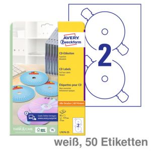 Avery Zweckform CD-Etiketten A4 SuperSize weiß Ø117mm 50Et.
