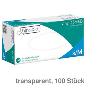 Bingold Einweg-Handschuhe 45 Med, Vinyl transparent Gr.M 100St.