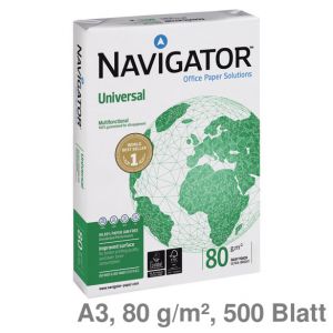 Kopierpapier A3 Navigator Universal weiß, CIE 169 80 g/m² 500Bl.