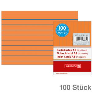 Brunnen Karteikarten A8 orange liniert 100St.