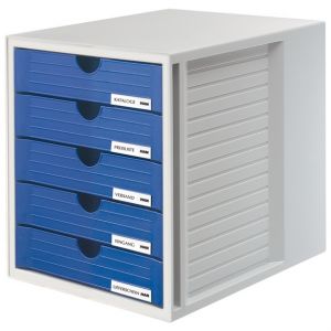 Han Schubladenbox grau/blau 5 geschlossene Schübe