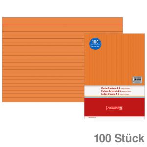 Brunnen Karteikarten A5 orange liniert 100St.