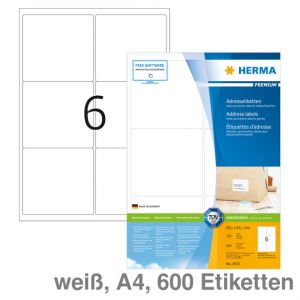 Herma Universal-Etiketten A4 Premium weiß 99,1x93,1mm 600Et.