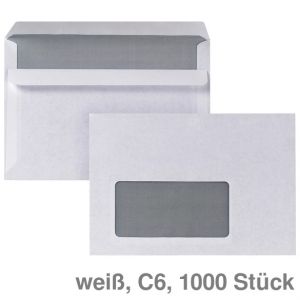 Briefumschlag C6,mit Fenster, selbstklebend 114x162mm weiß 1.000St.