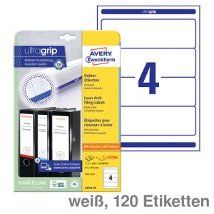 Avery Zweckform Ordner-Rückenschilder UltraGrip weiß 61x192mm 120Et.