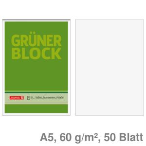 Brunnen Briefblock A5 Grüner Block blanko 60 g/m² 50Bl.