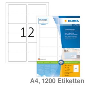 Herma Universal-Etiketten A4 Premium weiß 88,9x46,6mm 1.200Et.