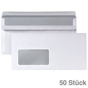 Briefumschlag DL, mit Fenster, selbstklebend 110x220mm weiß 50St.