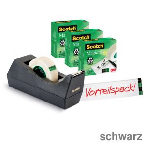 Scotch Tischabroller C38 schwarz inkl. 3 Rollen Magic (19mm x 33m)