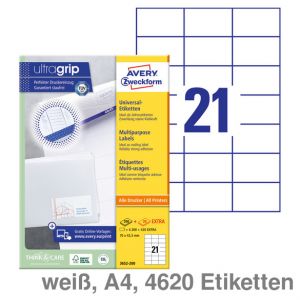 Avery Zweckform Universal-Etiketten A4 UltraGrip weiß 70x42,3mm 4.620Et.