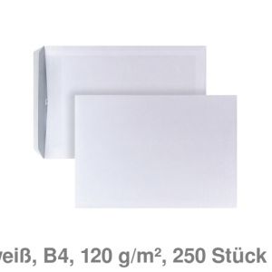 Posthorn Versandtasche B4, ohne Fenster haftklebend weiß 120 g/m² 250St.