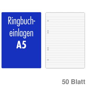 Ringbucheinlagen A5 weiß liniert (Lineatur 21) 50Bl.