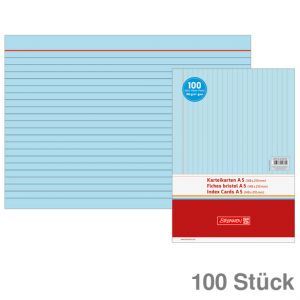Brunnen Karteikarten A5 blau liniert 100St.