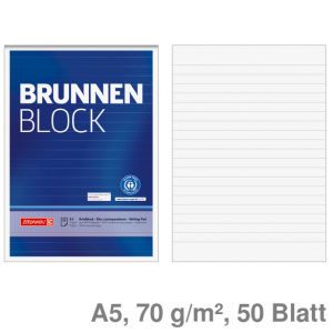 Brunnen Briefblock A5 Brunnen Block, Recyclingpapier liniert 70 g/m² 50Bl.