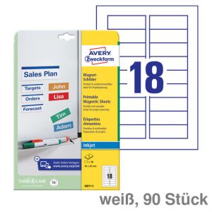 Avery Zweckform Magnetschilder weiß 78 x 28mm 90St.