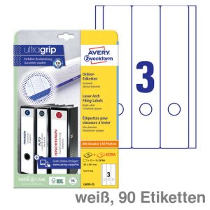 Avery Zweckform Ordner-Rückenschilder UltraGrip weiß 59x297mm 90Et.