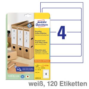 Avery Zweckform Ordner-Rückenschilder UltraGrip , Recycling weiß 61x192mm 120Et.
