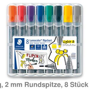 Staedtler Flipchartmarker Lumocolor 356, 8er-Set mehrfarbig 2 mm Rundspitze 8St.