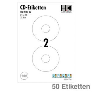 CD-Etiketten A4 weiß Ø117mm 50Et.