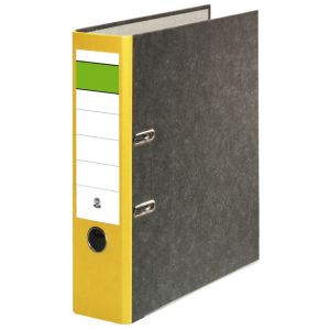 Ordner Wolkenmarmor Grüner Balken gelb 80 mm