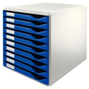 Leitz Schubladenbox blau / grau 10 offene Schübe