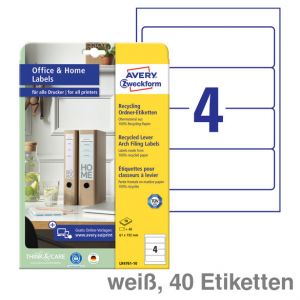 Avery Zweckform Ordner-Rückenschilder, Recycling weiß 61 x 192 mm 40Et.