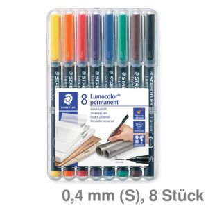 Staedtler Folienschreiber Lumocolor 313 mehrfarbig 0,4mm (S) 8St.