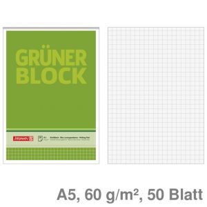 Brunnen Briefblock A5 Grüner Block kariert 60 g/m² 50Bl.