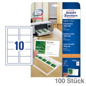 Avery Zweckform Visitenkarten Superior 200 g/m² weiß, für Inkjet&Laser 100St.