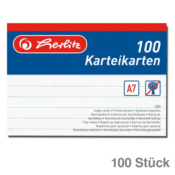 Herlitz Karteikarte A8 liniert/kariert 100 Stück | Schulranzen-Shop-24